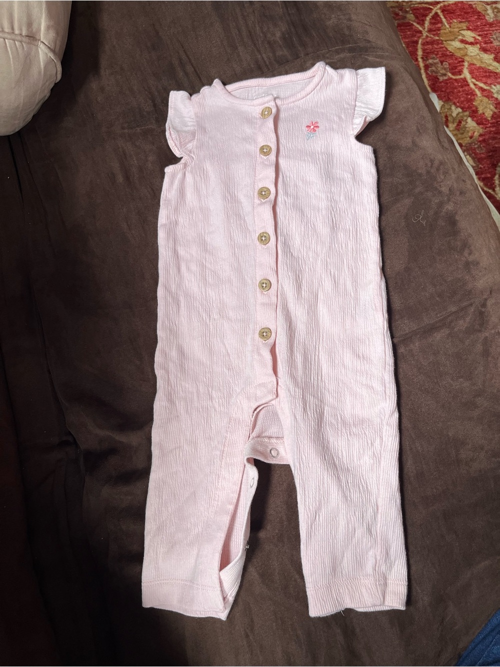 Carter's Light Pink Sleeveless Button-Front One-Piece